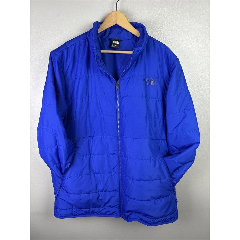 The North Face Men's Jacket Coat Poly Fill Warm Puffer Soft Shell Blue Size 2XL